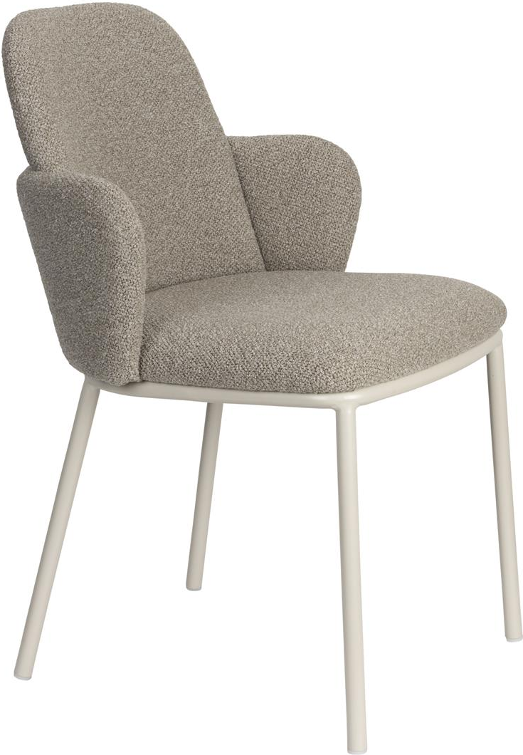 Spisebordsstol med armlæn Studio White Jerrico stengrå polyester polstret sæt af 2