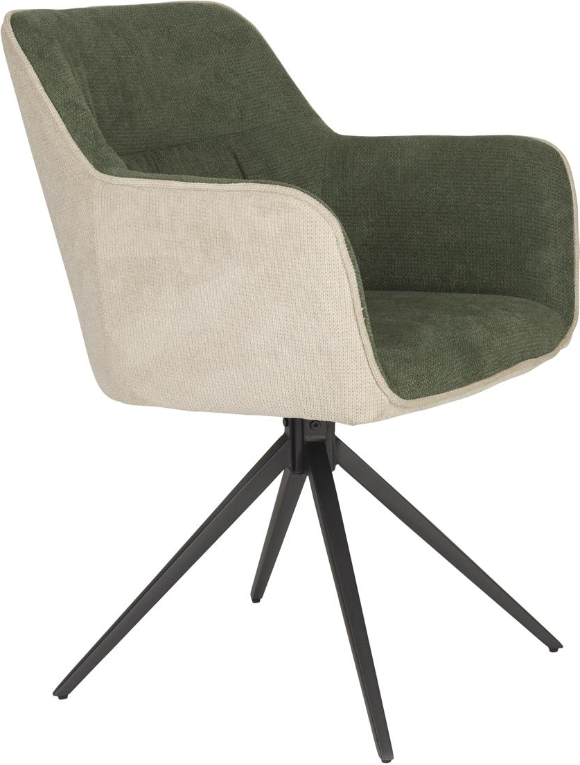 Spisebordsstol med armlæn Studio White Daley 2-pak lysgrå beige polyester jernstel