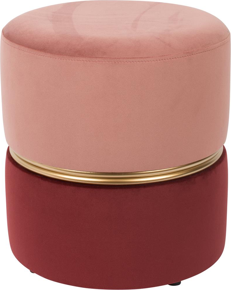 Skammel Studio White Bubbly siddepuf rund støvet rosa polyester velour med guldring D35xH39 cm