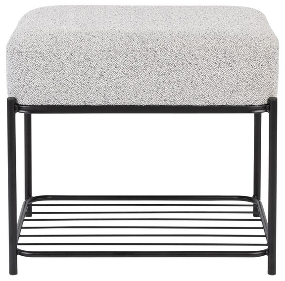 Skammel Studio White Milou polstret stof sølv med jernstel H45ÃB35ÃL50 cm
