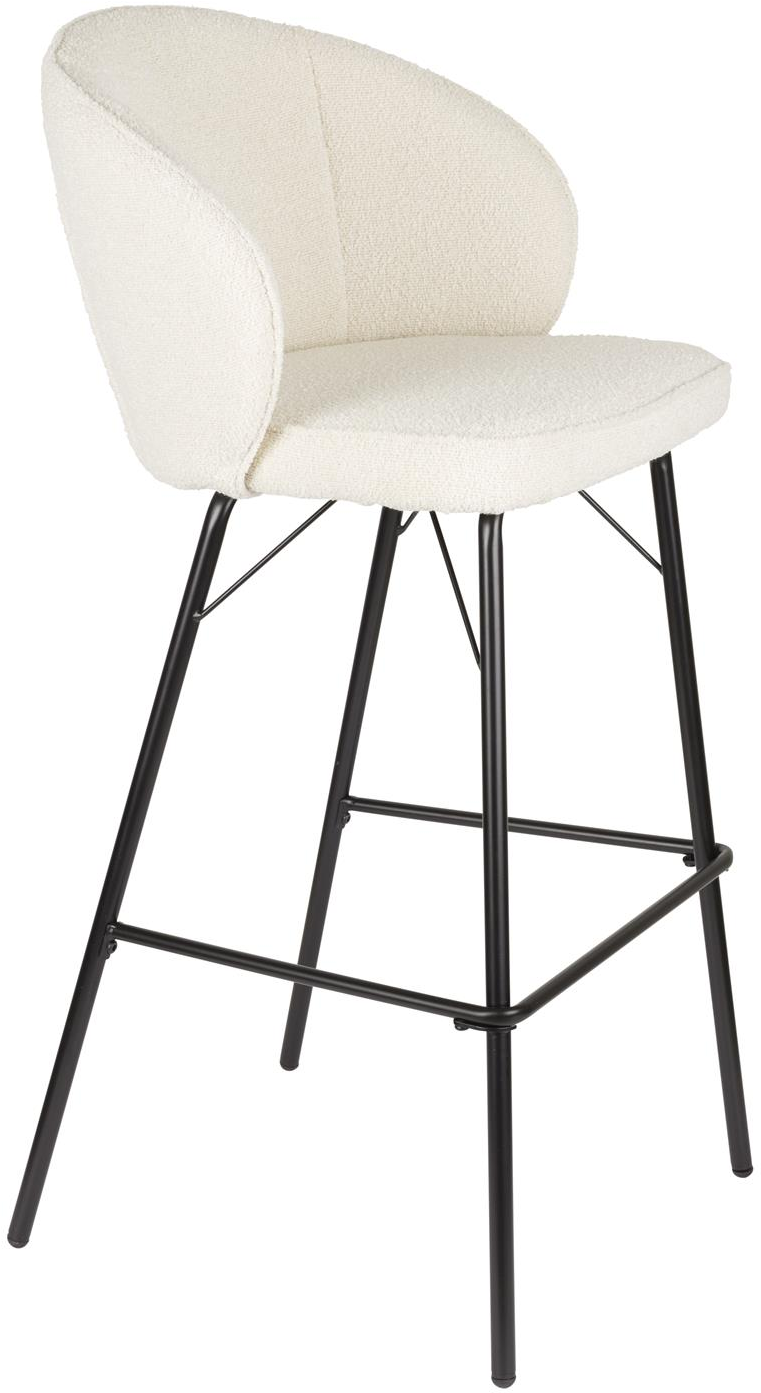 Barstol Studio White Joa askegrå polstret polyester barkrakk med sort jernstel - sæt af 2