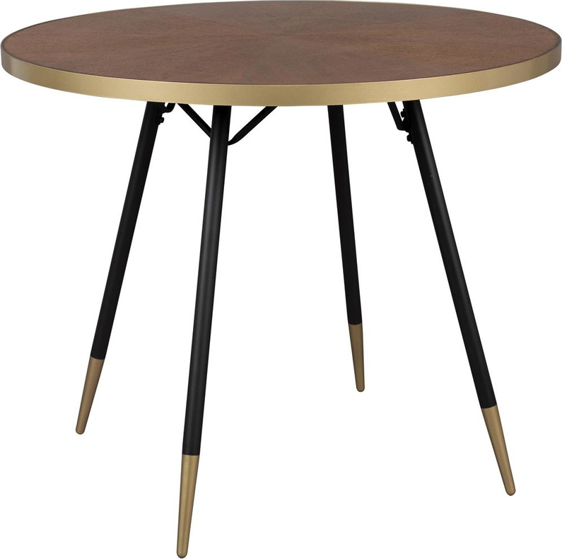 Rundt spisestuebord Studio White Denise Ø91 x H75 cm askefinér brungrå med sort metalstel