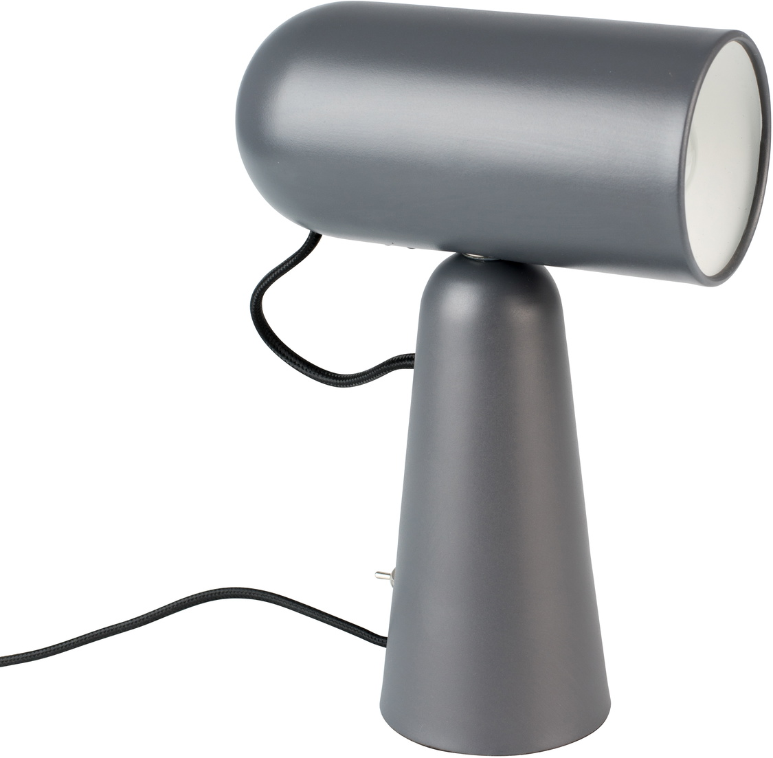 Bordlampe Studio White Vesper indendørs i gråt jern med drejeligt design og E27 fatning