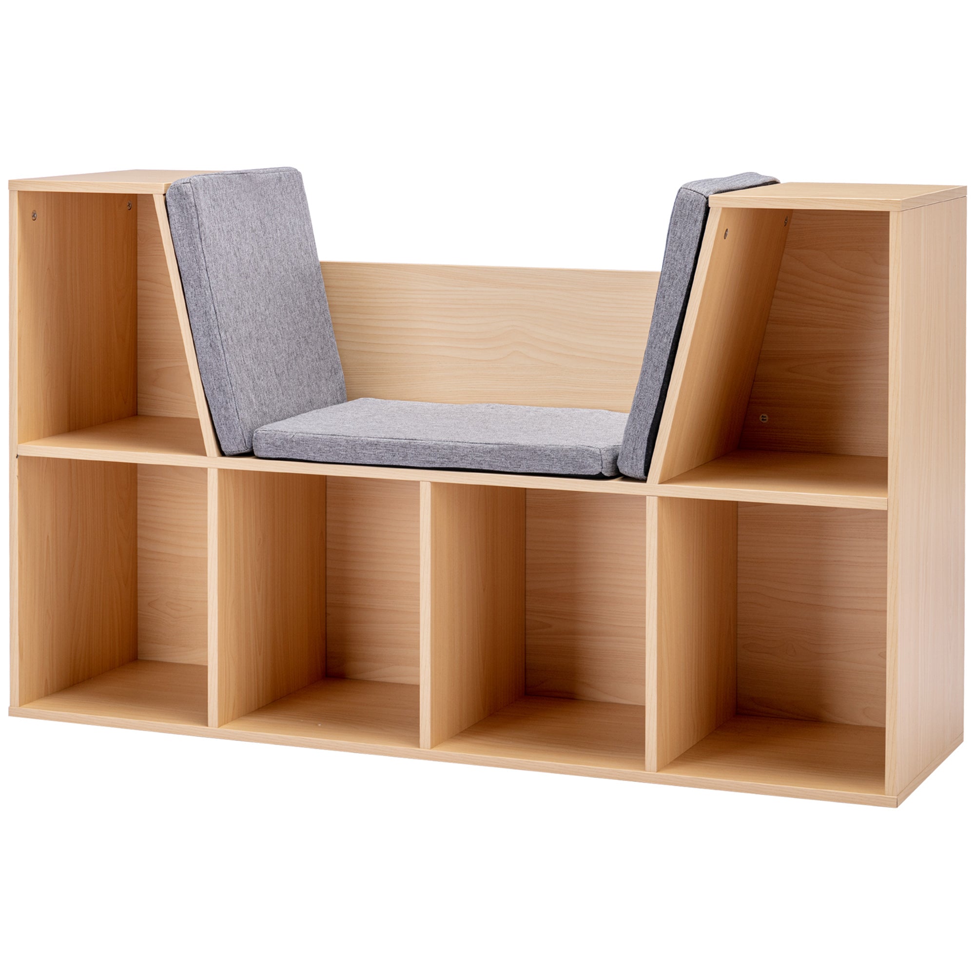 Børnehylde + bænk inkl. hynde, 103Ã30Ã62 cm, hvid + grå