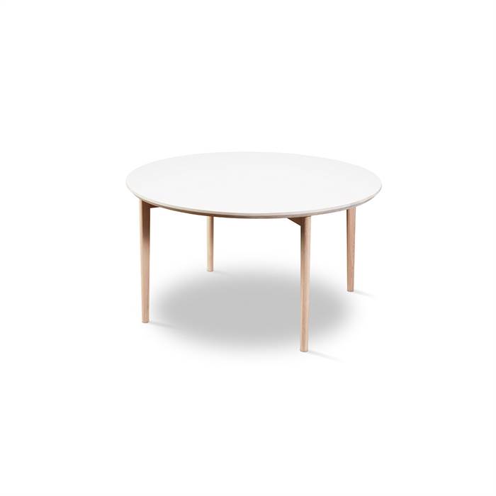 Skovby SM243 / SM265 sofabord - Ø 99 cm - Bordplade: Hvid laminat med hvidolieret kant  : Erling Christensen Møbler