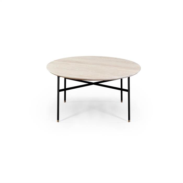 Skovby SM243 / SM262S sofabord - Ø 99 cm - Bordplade: Massiv hvidolieret eg  : Erling Christensen Møbler