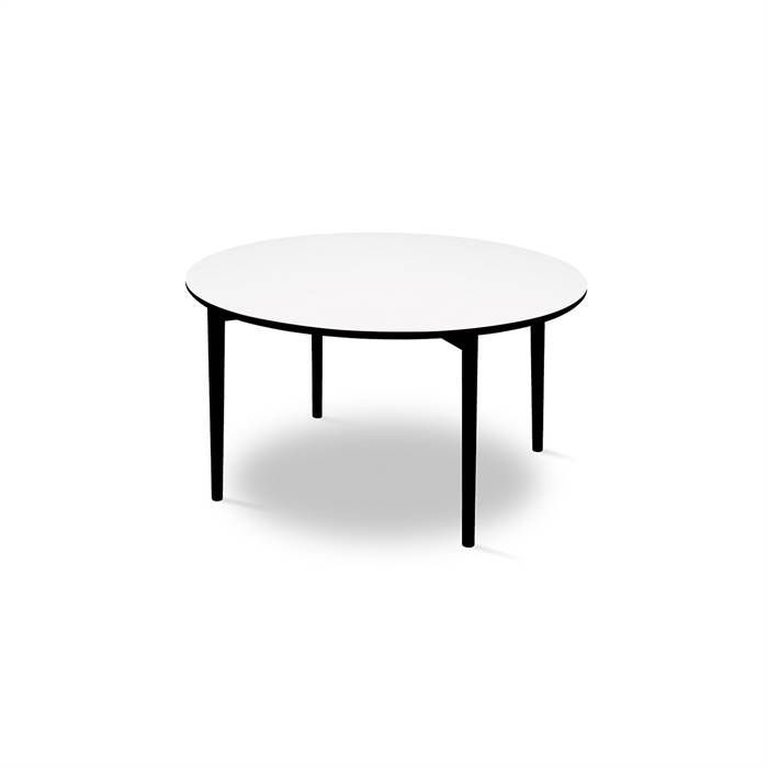 Skovby SM243 / SM265 sofabord - Ø 99 cm - Bordplade: Hvid laminat med sort kant  : Erling Christensen Møbler