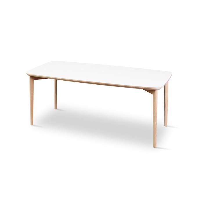 Skovby SM244 / SM265 sofabord - 130 x 65 cm - Bordplade: Hvid laminat med hvidolieret kant  : Erling Christensen Møbler