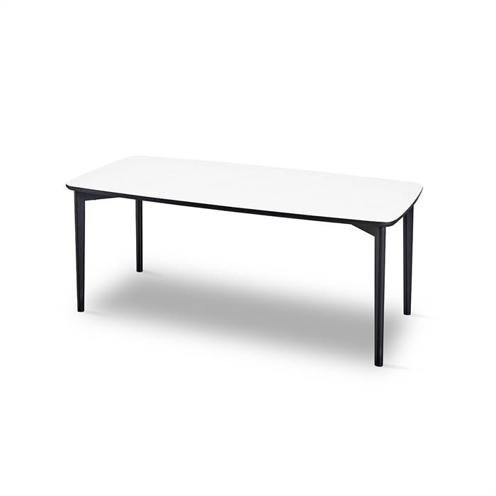 Skovby SM244 / SM265 sofabord - 130 x 65 cm - Bordplade: Hvid laminat med sort kant  : Erling Christensen Møbler