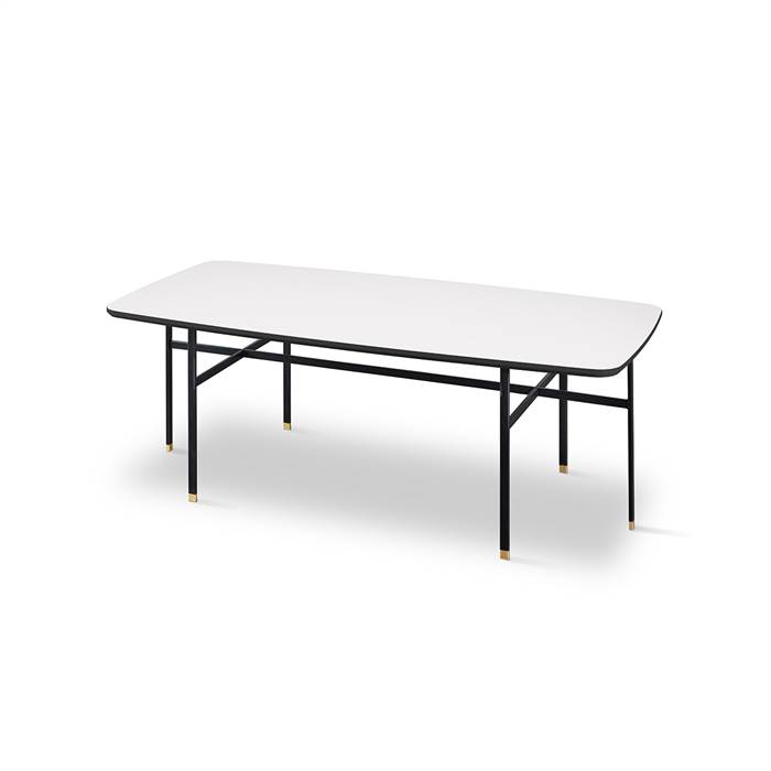 Skovby SM244 / SM263S sofabord - 130 x 65 cm - Bordplade: Hvid laminat med sort kant  : Erling Christensen Møbler