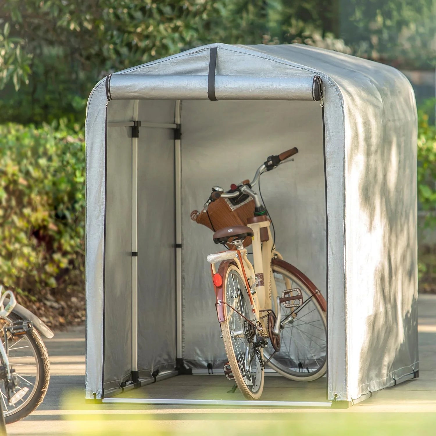 Cykeltelt og mobilt cykelskur, praktisk cykelopbevaring til haven, terrassen og camping