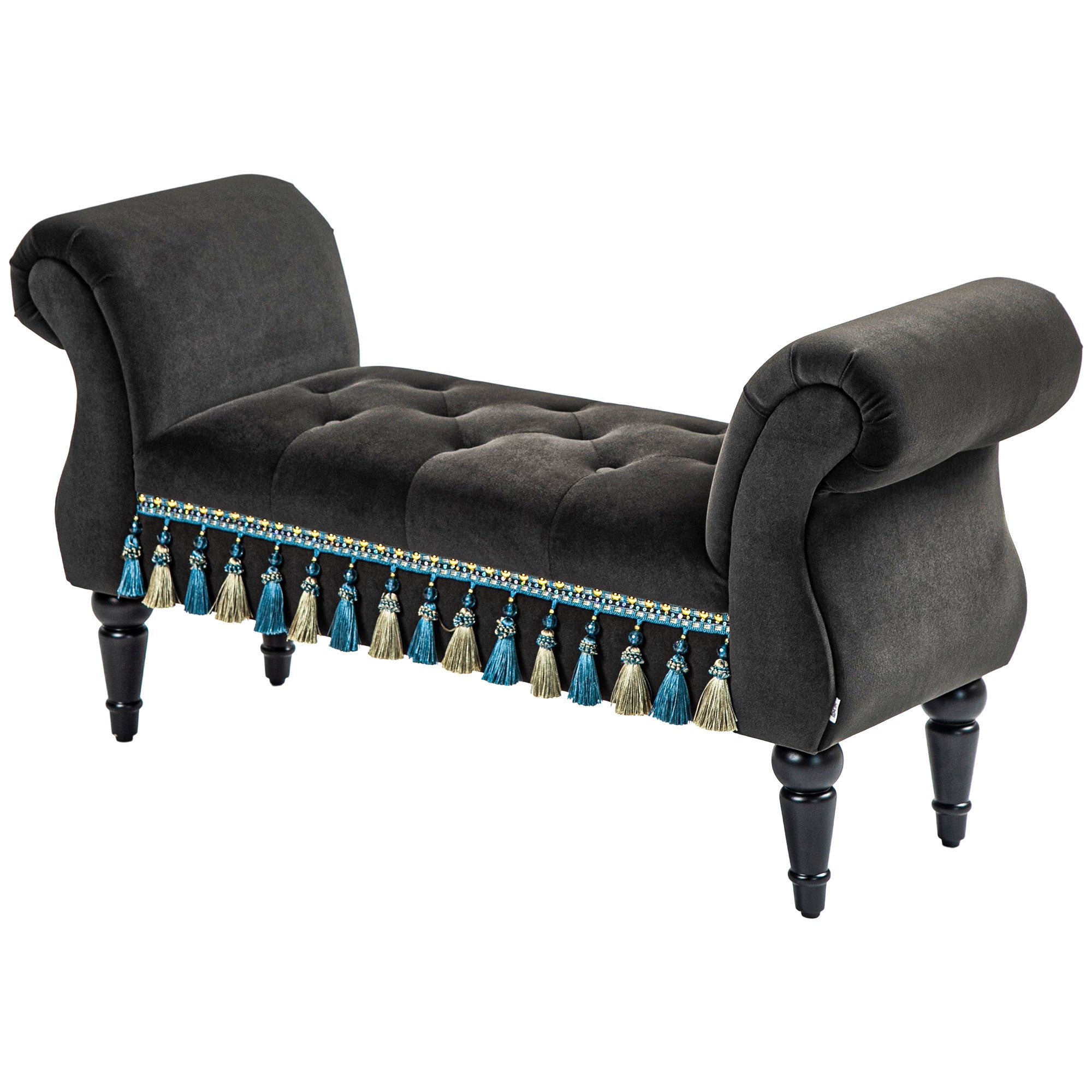 Polstret bænk, vintage design, op til 150 kg, 117 x 40 x 58 cm, mørkegrå