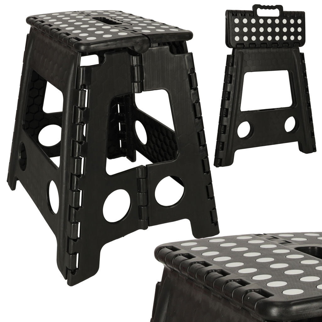 Skridsikker foldbar skammel 39 cm sort
