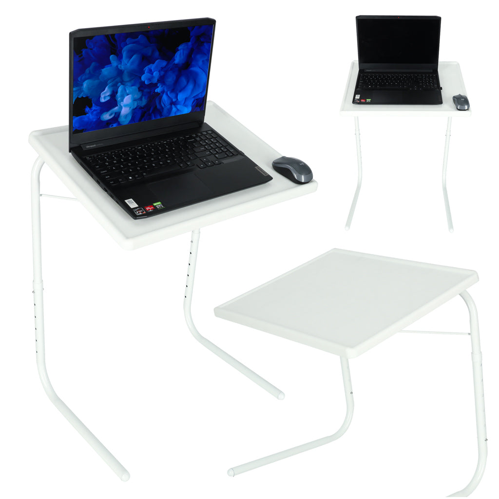 Sidebord til bærbar computer, foldbart, hvidt, 52 x 40 cm
