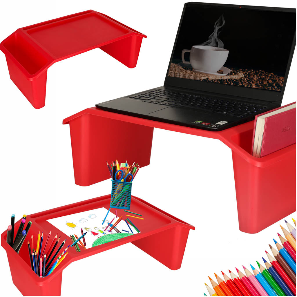 Laptopbord med rød organizer