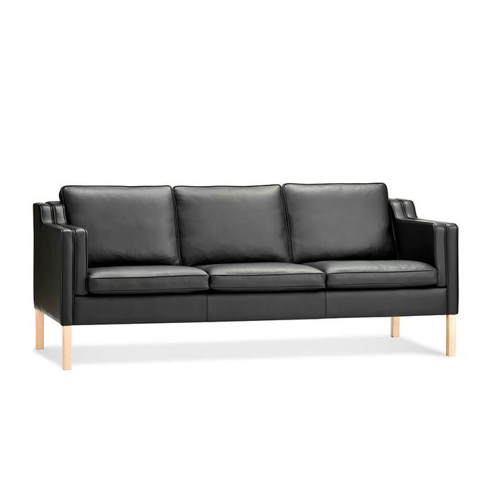 Stouby Eva 3 pers. sofa med sort læder  : Erling Christensen Møbler