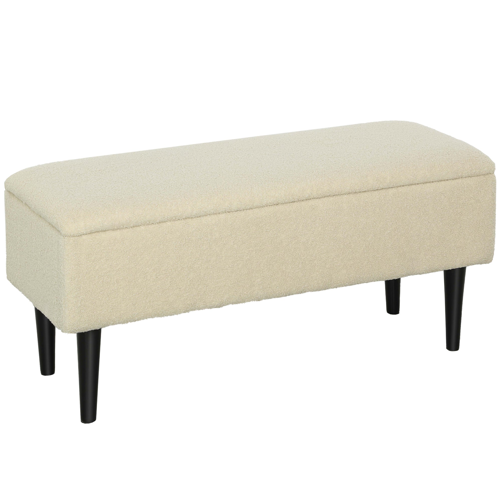 Skobænk i vintage-design med skjult opbevaring, kashmirlook, beige + sort