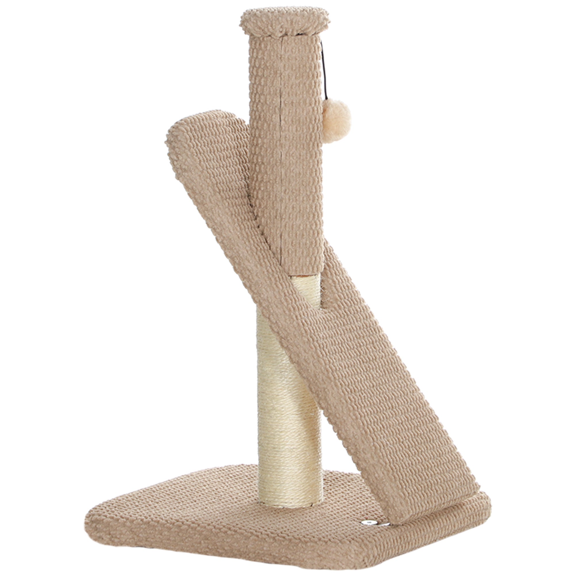 Kradsetræ med kradsebræt, legebold, tekstureret sisal, 54 cm, lysebrun
