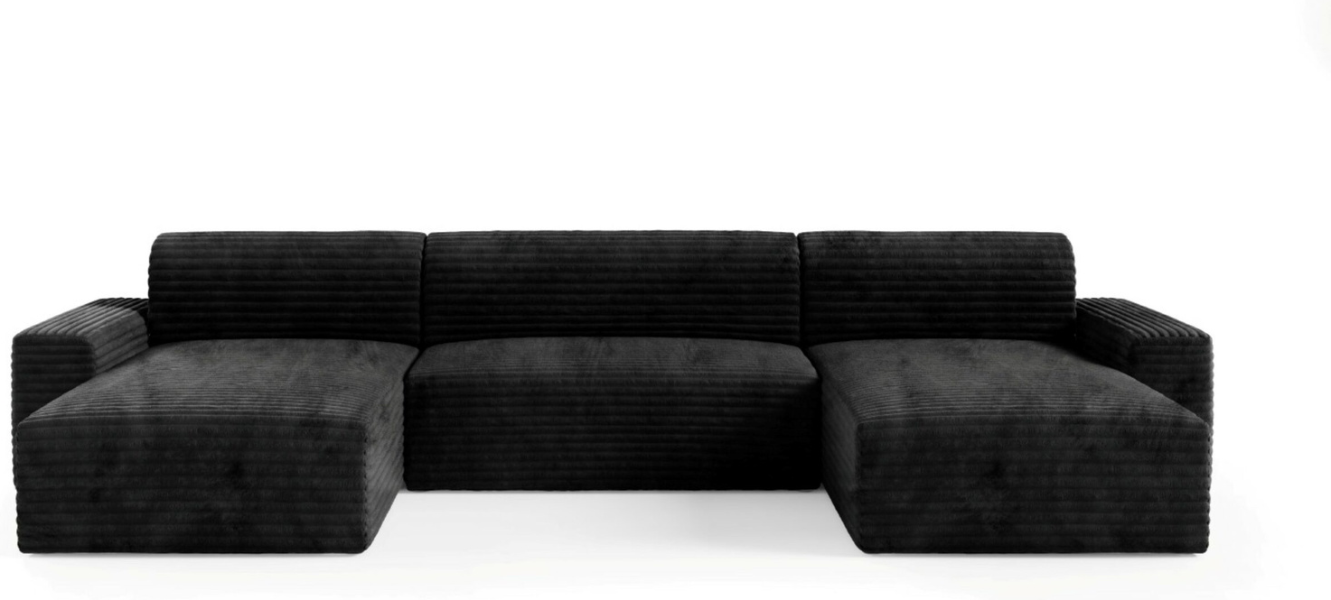 U-sofa Maison Vellé Calira, Tilia 100 stof, sovesofa 340x140 cm, opbevaring, H70Ã300Ã185 cm