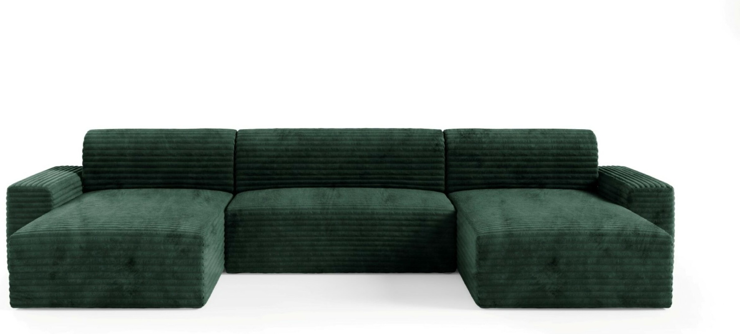U-sofa Maison Vellé Calira Tilia 39  -  300Ã185 cm, ribbet corduroy 100% polyester, sovesofa med opbevaring