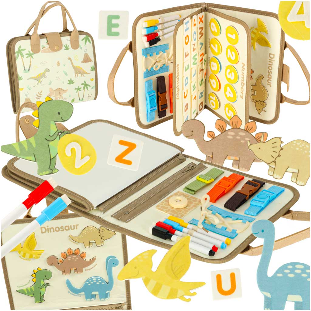 Sensorisk sensorisk Montessori manipulationsbræt dinosaur-etui
