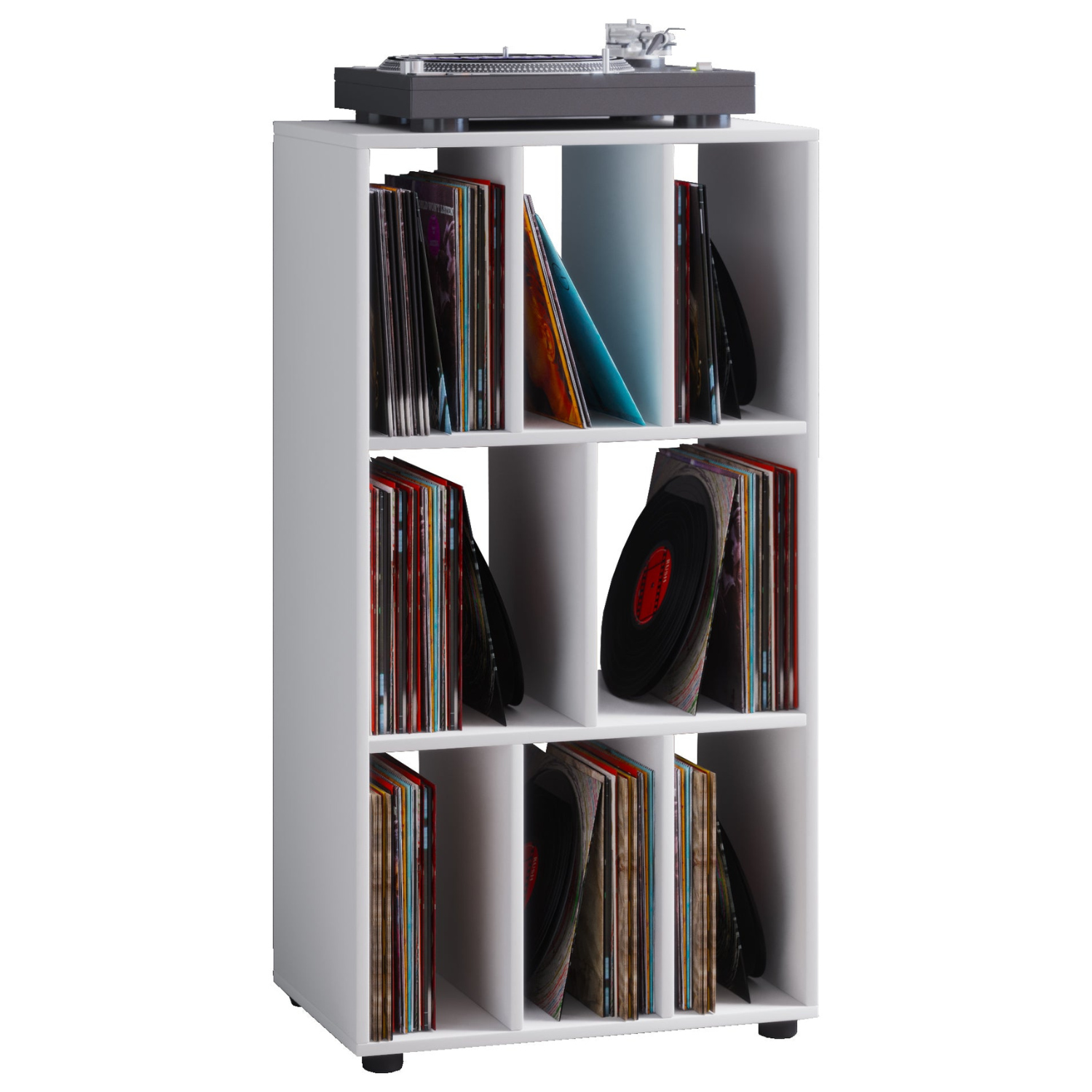 Vinylmøbel/reol, plads til 250 vinylplader, 115x60x34 cm, hvid