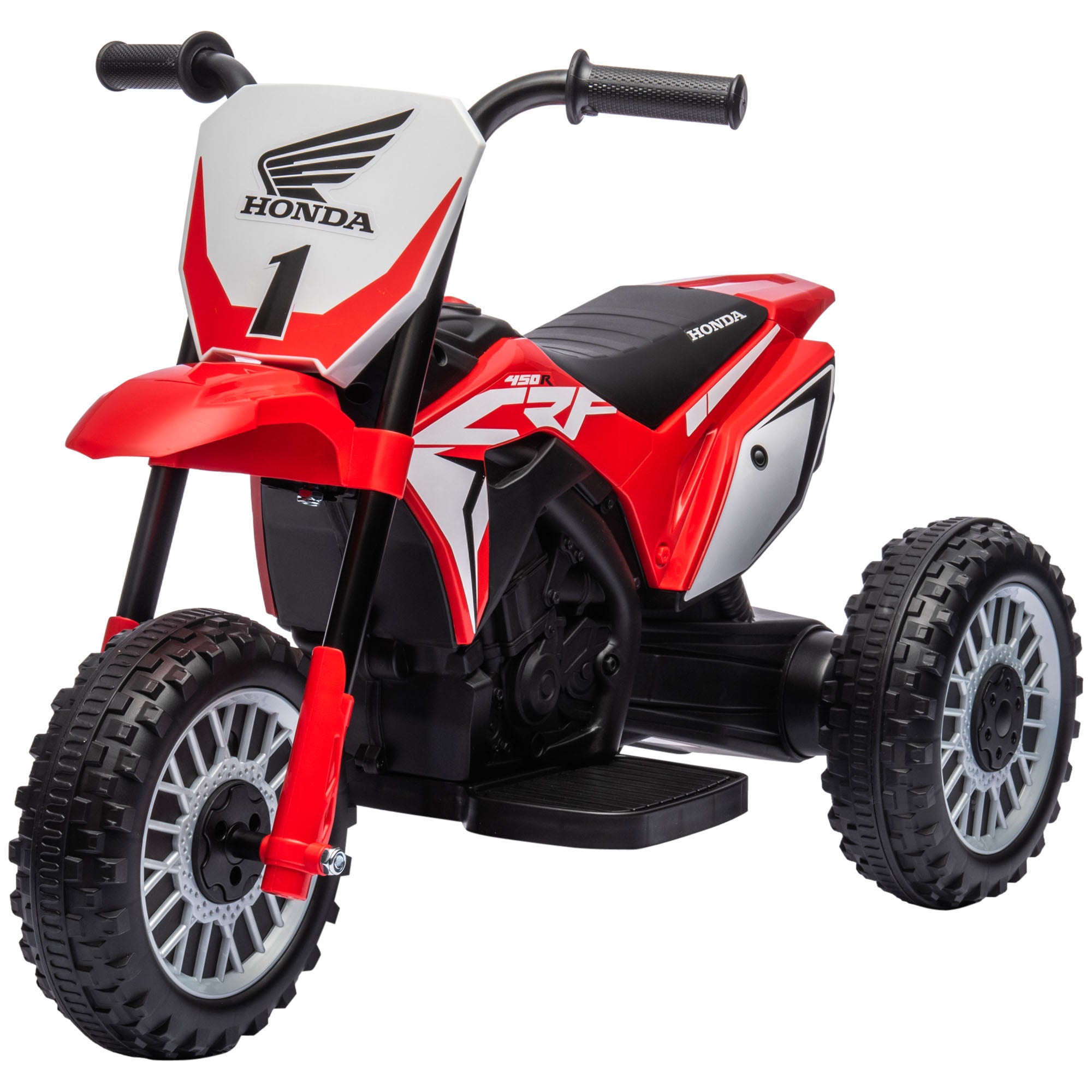 Honda elektrisk børnemotorcykel, 3 km/t, lydeffekter, til 18-36 måneder, rød