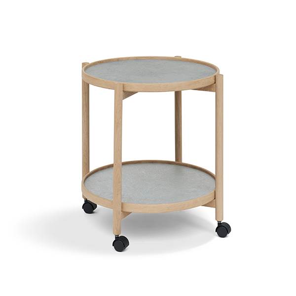Thomsen Furniture James bakkebord - Eg/Stenlook mørk grå/Granit grå sten Ø50 cm  : Erling Christensen Møbler