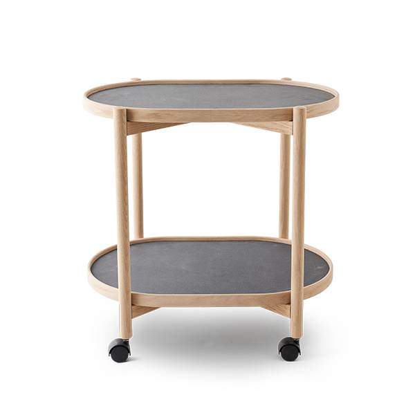Thomsen Furniture James ovalt bakkebord - Eg/Stenlook mørk grå/Granit grå sten  : Erling Christensen Møbler