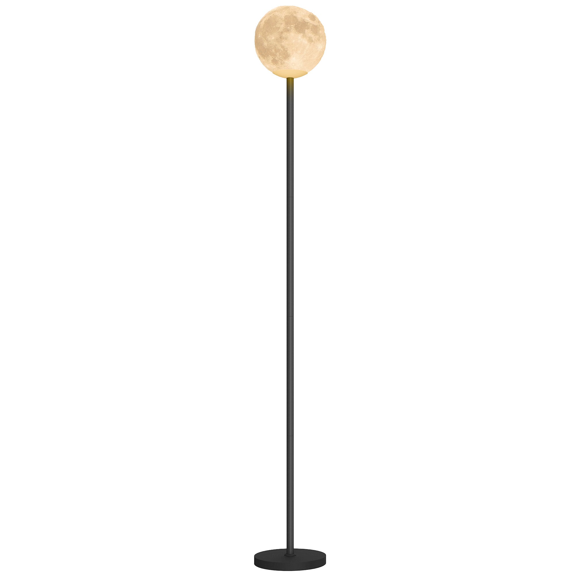 Gulvlampe med måneskærm, fodkontakt, 3 farvetemperaturer, metal, sort