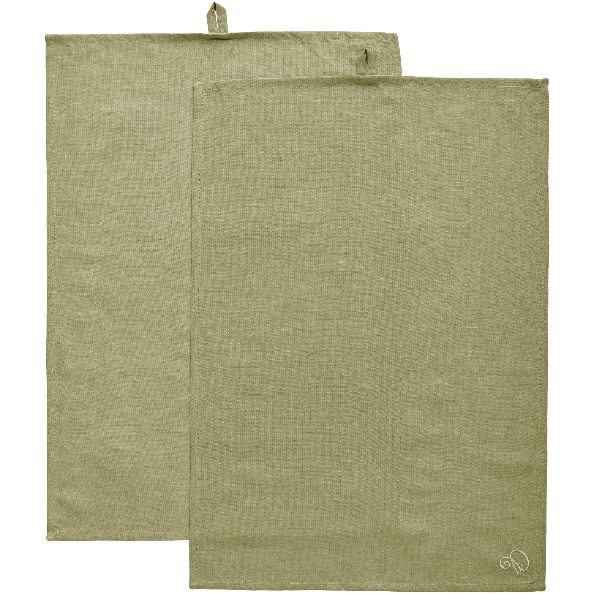 Decotique Sienna viskestykke hør 70 Ã 50 cm 2-pak, grøn