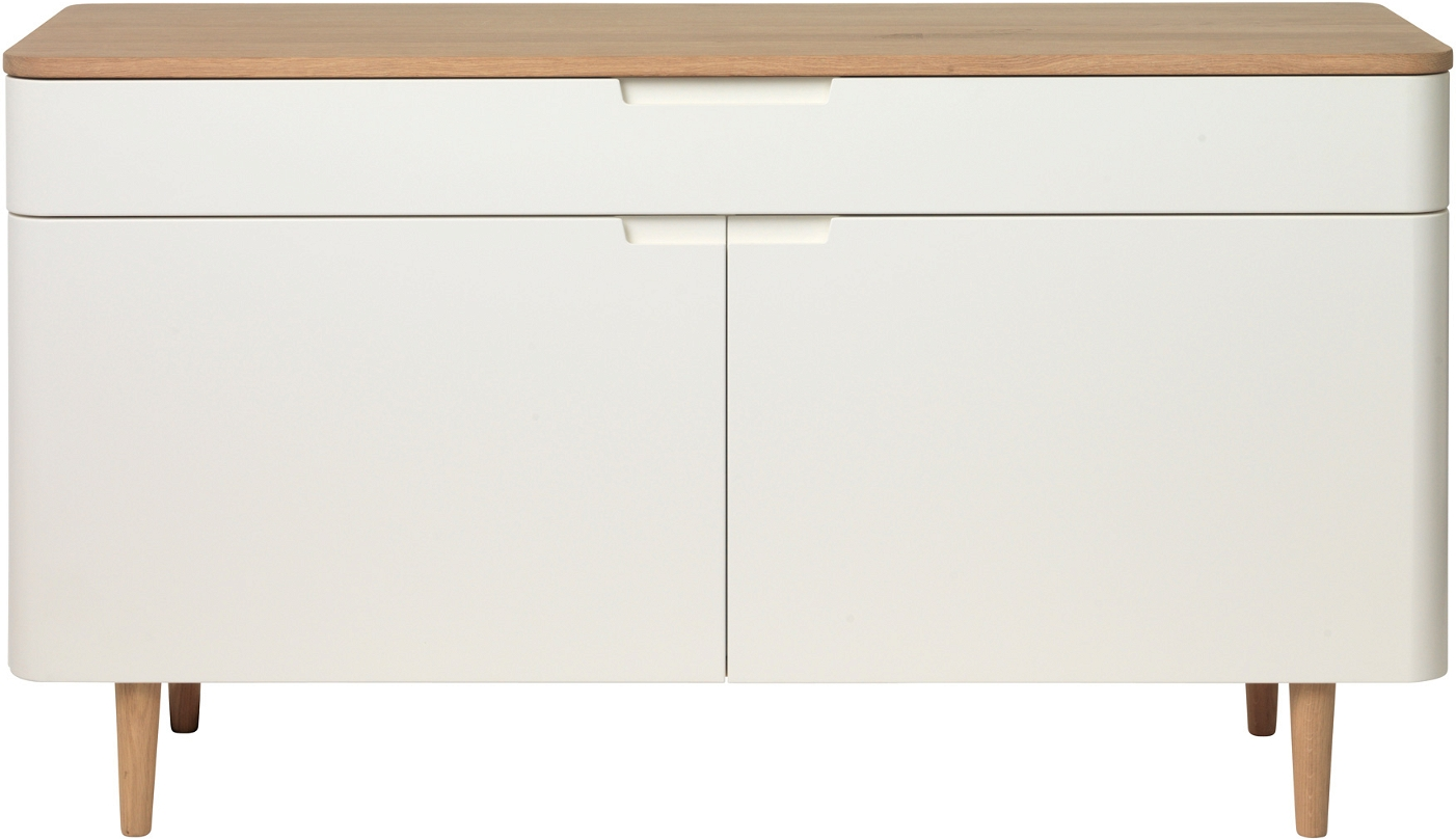 Skænk sideboard Nordique Design Amalfi - 76x140x44 cm natur egetræ & hvid MDF, skandinavisk design