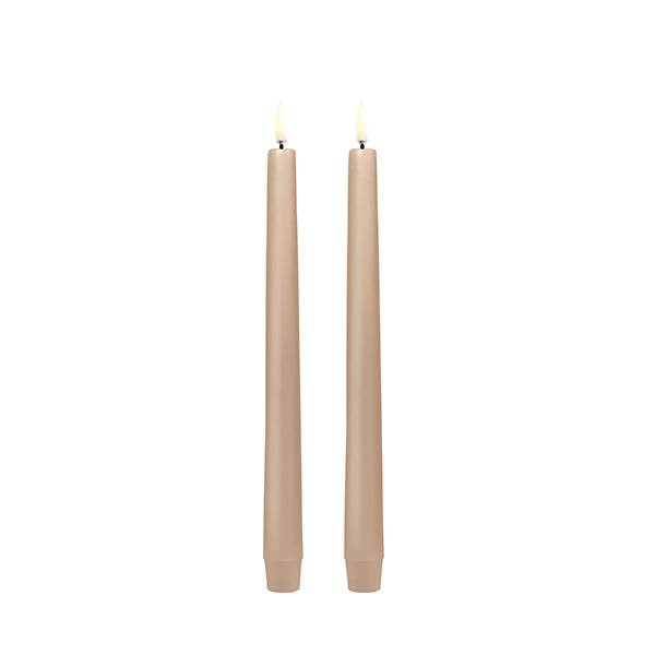 Uyuni Lighting LED Taper kronelys, H25 cm, smooth, 2 pak - Beige Beige : Erling Christensen Møbler