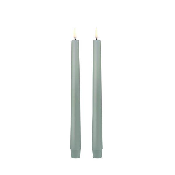 Uyuni Lighting LED Taper kronelys, H25 cm, smooth, 2 pak - Dusty green Dusty green : Erling Christensen Møbler