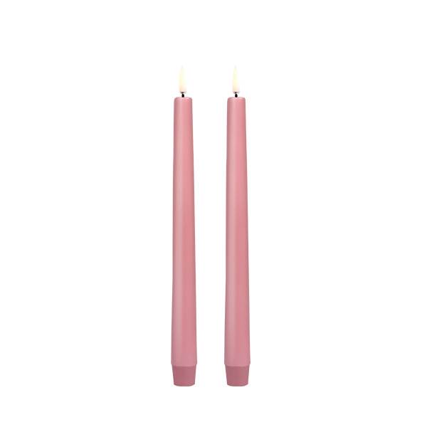 Uyuni Lighting LED Taper kronelys, H25 cm, smooth, 2 pak - Dusty rose Dusty rose : Erling Christensen Møbler
