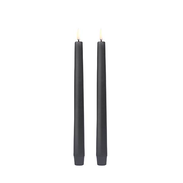 Uyuni Lighting LED Taper kronelys, H25 cm, smooth, 2 pak - Grey Grey : Erling Christensen Møbler