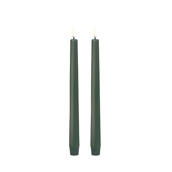 Uyuni Lighting LED Taper kronelys, H25 cm, smooth, 2 pak - Olive green Olive green : Erling Christensen Møbler