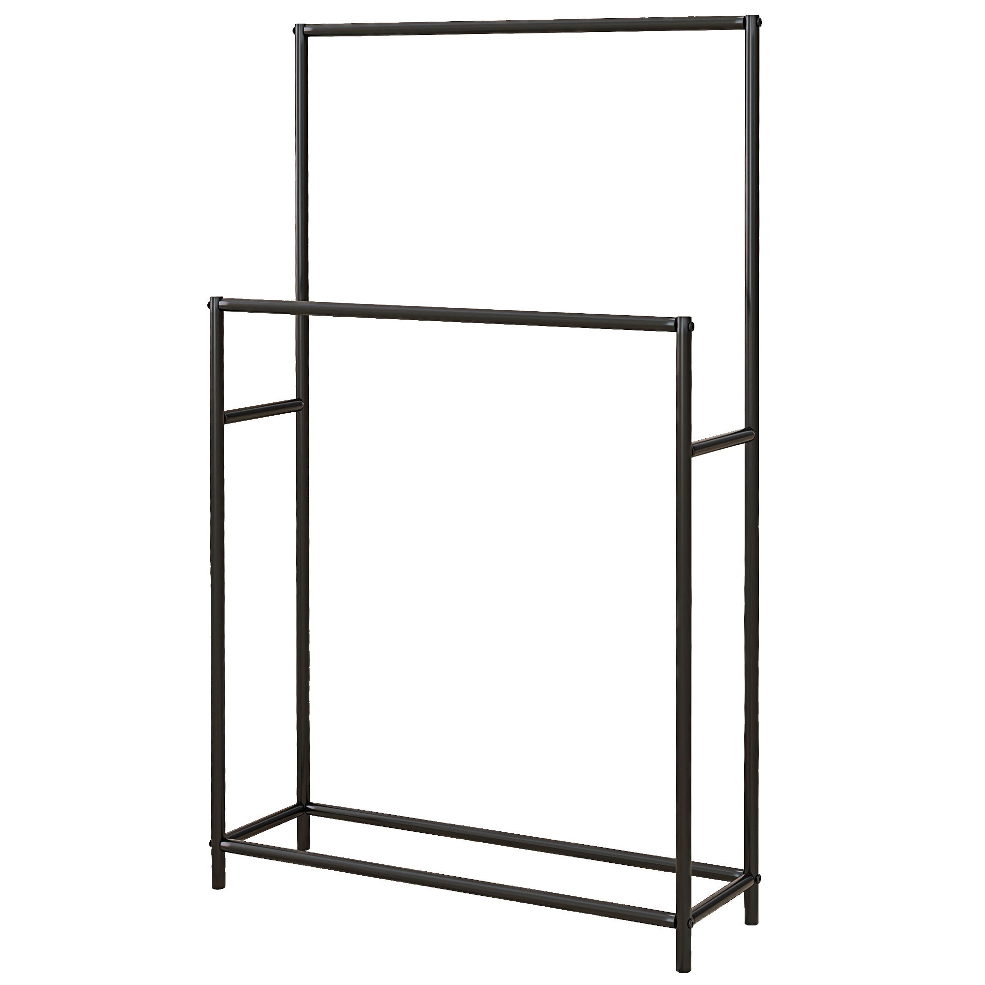 Håndklædetørrer, fritstående, 2 stænger, rustfri, 66x20x110cm, sort