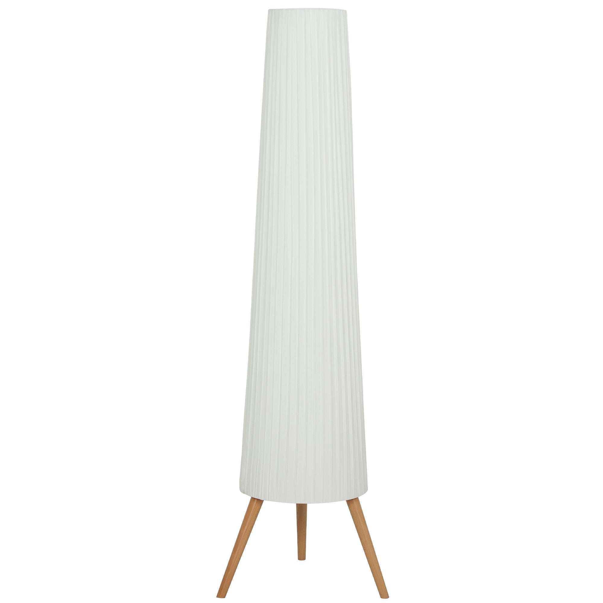 LED-gulvlampe til stue, dæmpbar, træ med trebensfod, gulvlampe med fodkontakt, 46 x 46 x 153 cm, hvid