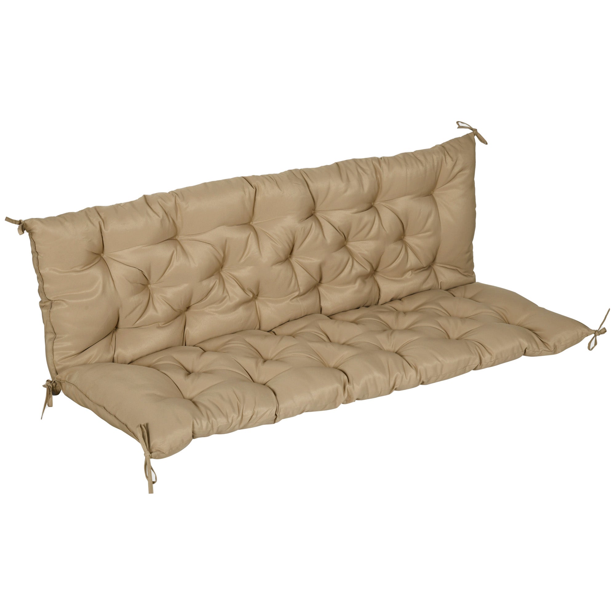 3-Personers bænkehynde 150x98x8 cm med stropper, bænkehynde til havemøbler og verandagynge, khaki