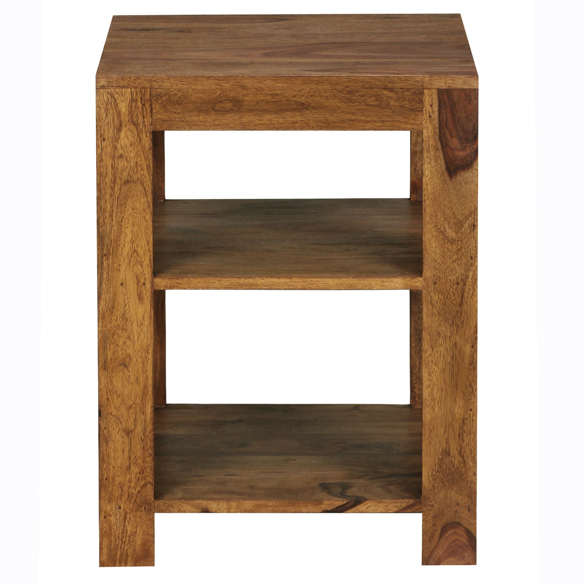 Reol med 2 hylder i massivt træ, FscÂ®-certificeret, 44 x 44 x 60 cm