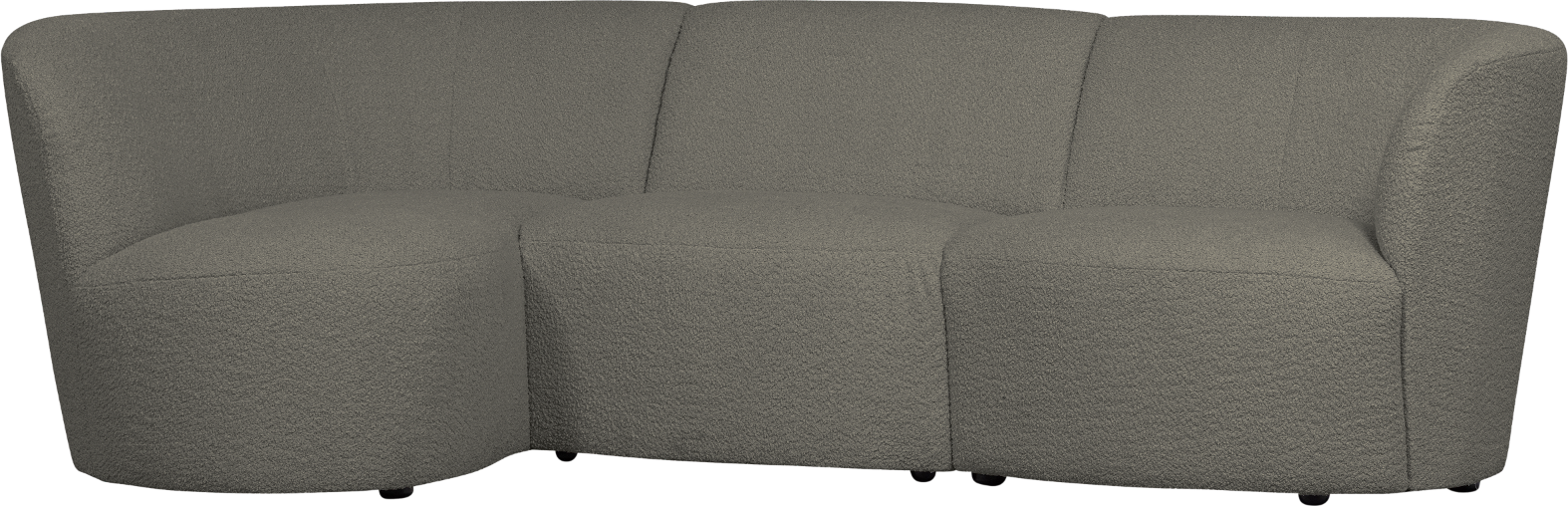 WOOOD Coco 3-personers sofa venstrevendt i varm grøn bouclé  -  komfortabel chaiselong til stuen
