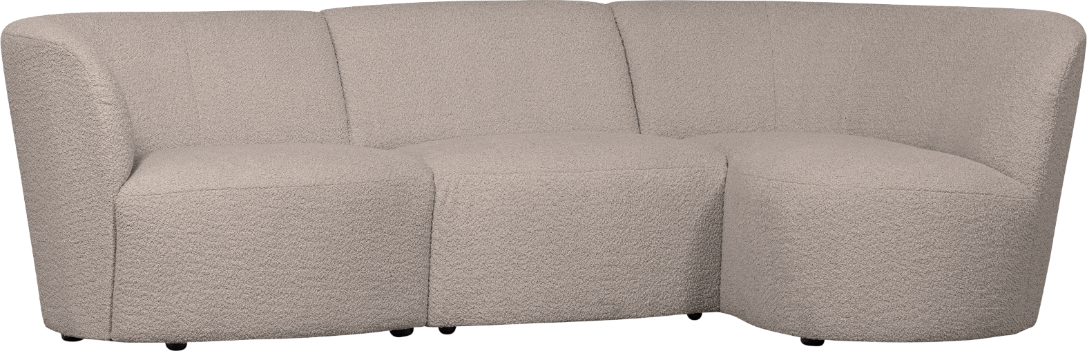 3-personers chaiselongsofa højrevendt WOOOD Coco sand boucléstof