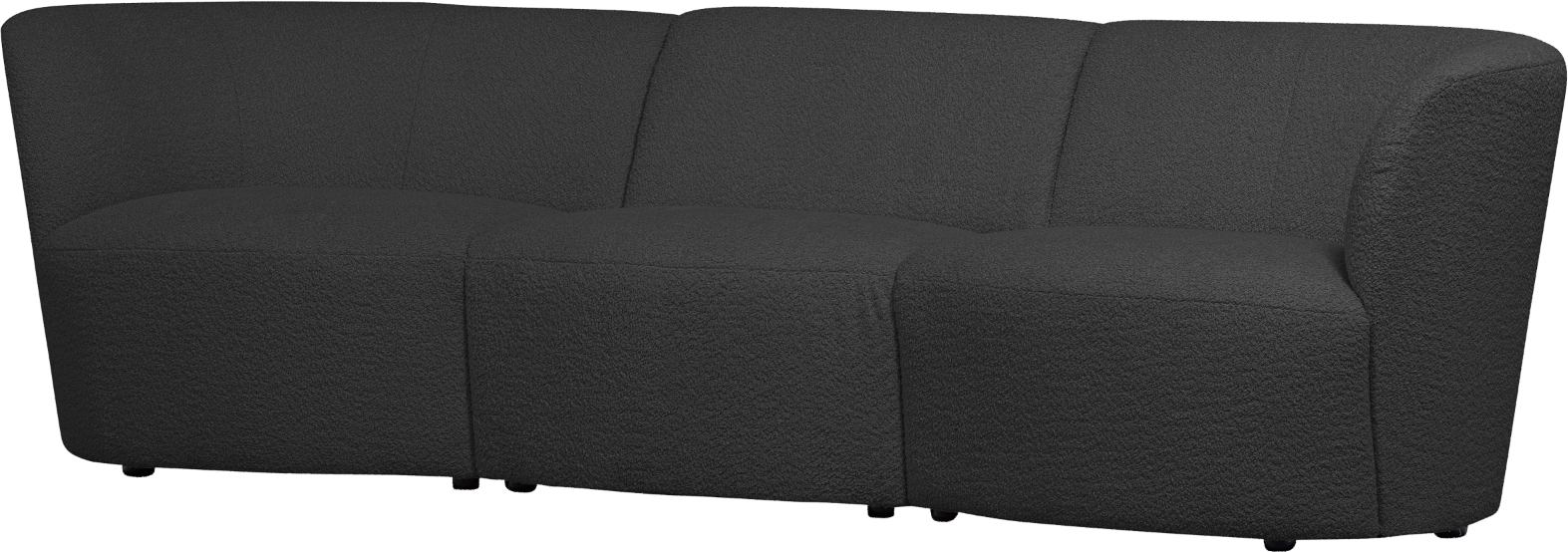 3-personers bouclé sofa WOOOD Coco i mørkegrå H70xB227xD72 cm