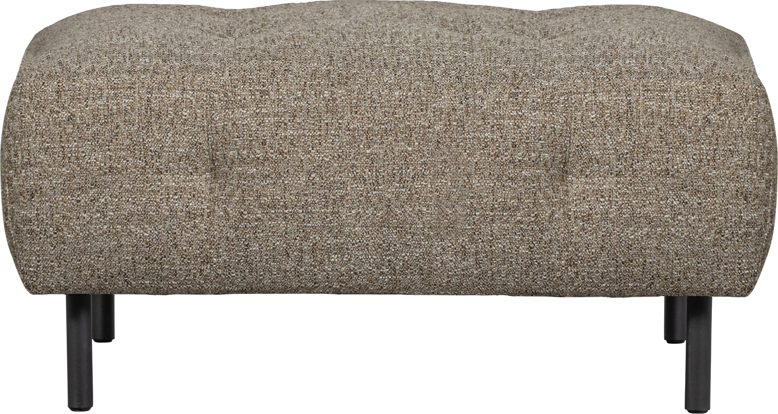 Sofapuf WOOOD Lloyd 90x90 cm brun groft vævet polyester puf og fodskammel