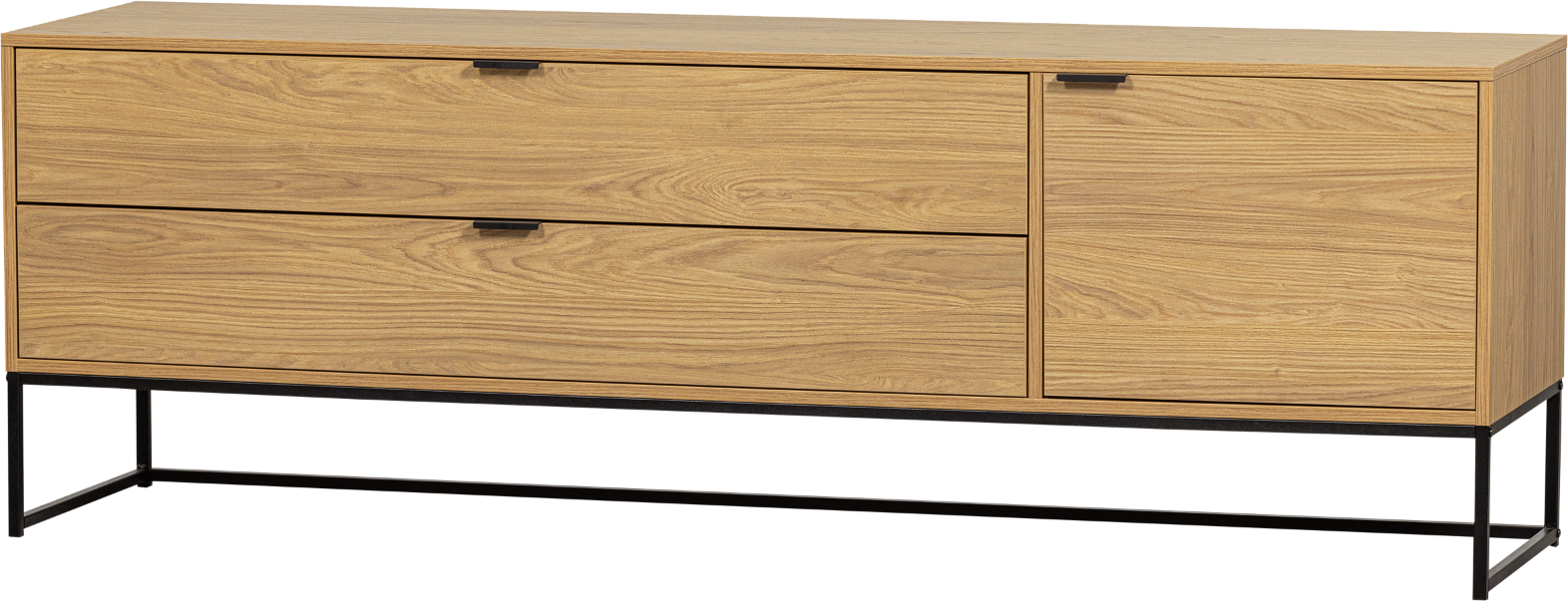 TV-bord WOOOD Silas L180xD44xH61 cm natur egetræ med sort metalbase