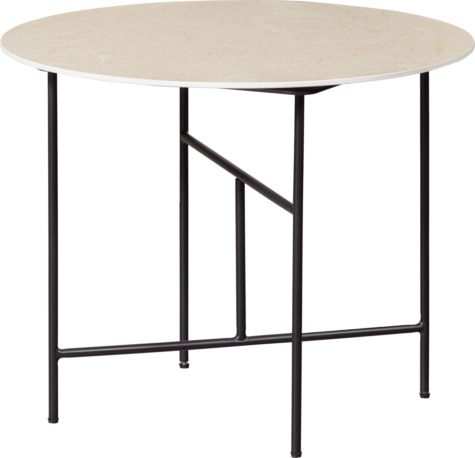 Sofabord WOOOD Exclusive Vida Ø60 x H48 cm sort porcelæn marmorlook foldbar sort metalbase