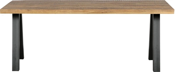 Spisebord WOOOD Tablo plankebord i mangotræ natur med sort V-ben 180x90x75 cm