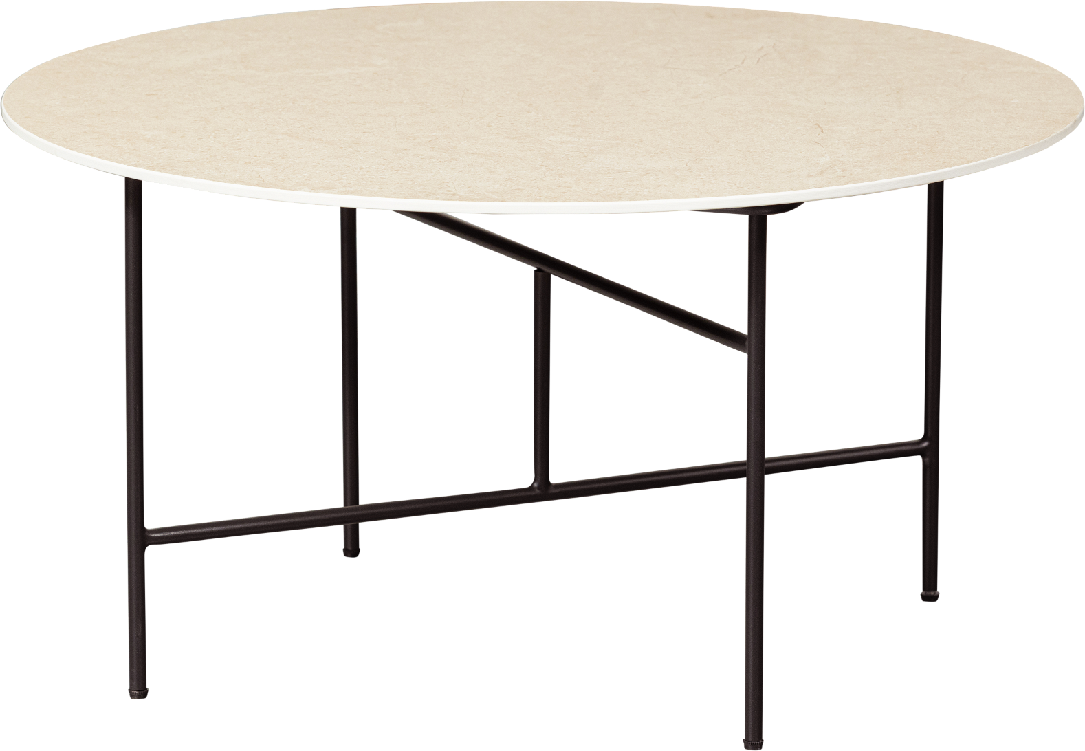 Sidebord småbord WOOOD Collection Vida Ø75 H40 cm porcelæn marmoreffekt metalramme natur