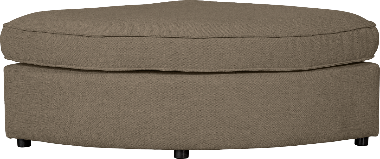 Modulsofa hjørnesofa WOOOD Freek med rund hocker i mørk sand polyester